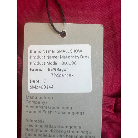 Smallshow Red Rayon & Spandex Long Sleeve V-Neck Tiered Maternity Dress size XL - Picture 15 of 16